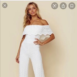 Nightcap Lace Positano off the Shoulder Jumpsuit